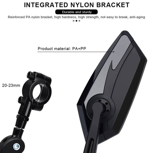 Bicyle Rear View Mirror Two-Color Wide Angle For Off Road EBikes