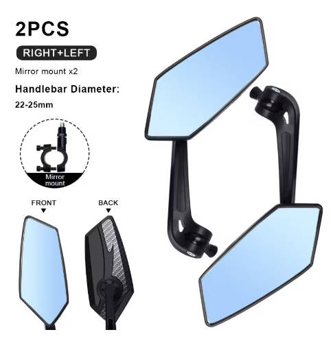 Bicyle Rear View Mirror Two-Color Wide Angle For Off Road EBikes