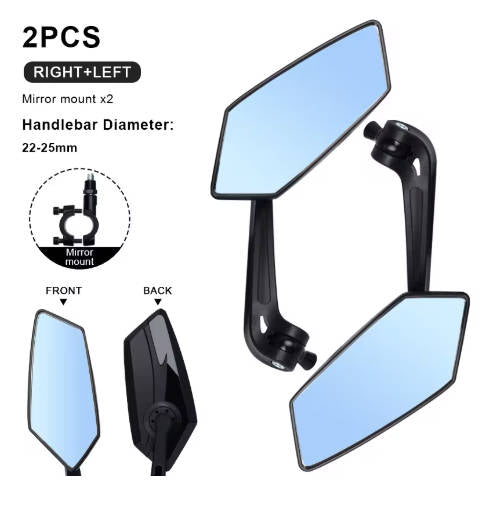 Bicyle Rear View Mirror Two-Color Wide Angle For Off Road EBikes